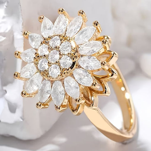 🌻 Anillo Girasol Giratorio Antiestrés – Ajustable y con Caja de Regalo 🎁 - Mercacity Colombia