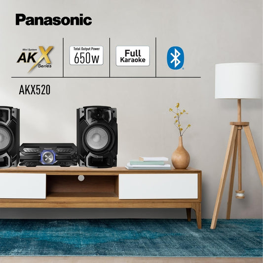 Minicomponente Panasonic SC-AKX520 650 W RMS – Sonido Profesional con Karaoke & Efectos DJ - Mercacity Colombia