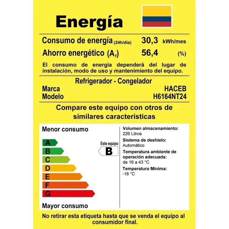 Nevera Haceb N243 No Frost 226 L – Manija Integrada Titanio / Gris Plomo - Mercacity Colombia
