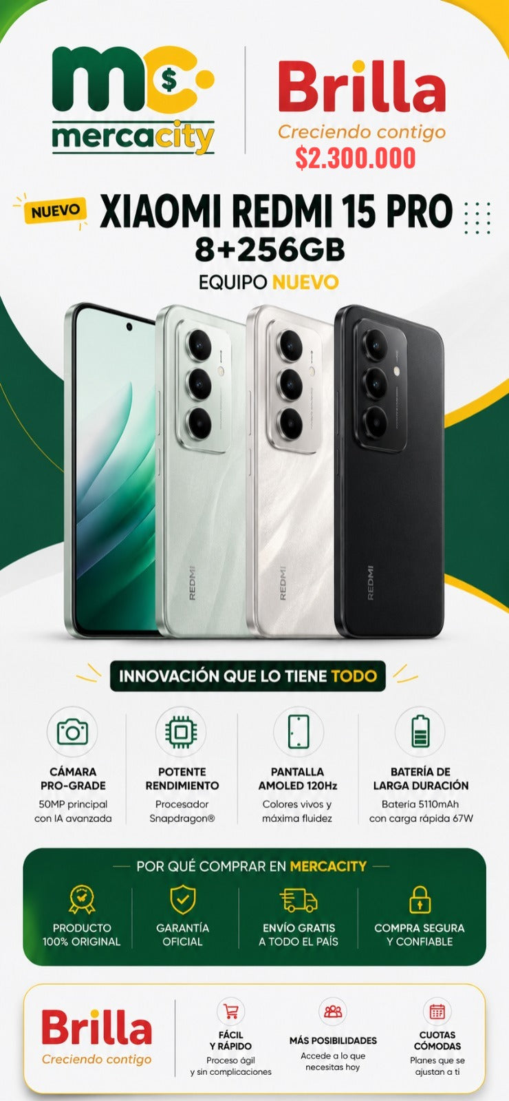 Xiaomi Redmi 15 Pro 256GB | Potencia, Fluidez y Tecnología Premium - Mercacity Colombia
