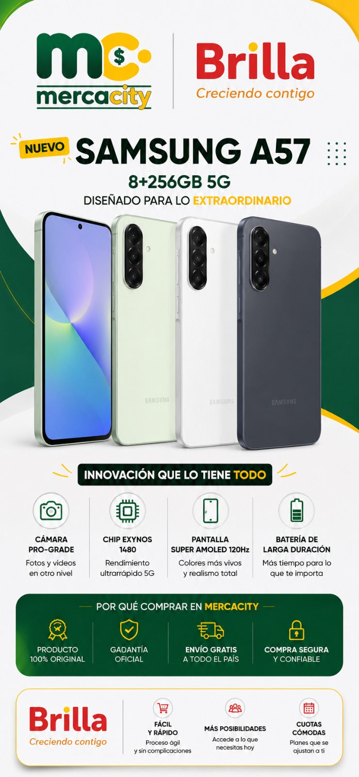 Samsung A57 5G 256GB | Rendimiento Premium y Experiencia Ultra Fluida - Mercacity Colombia