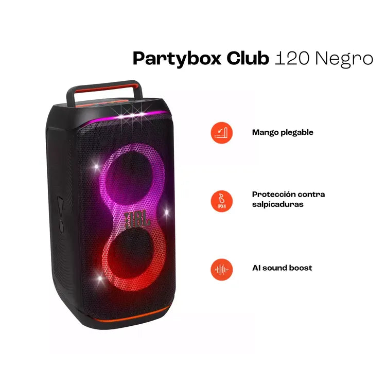 Parlante JBL PartyBox Club 120 – 160 W RMS, Luces RGB, Batería Intercambiable - Mercacity Colombia