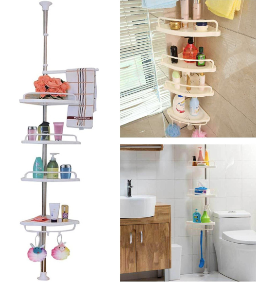 Organizador Esquinero de Baño 4 Niveles – Acero Inoxidable y Diseño Telescópico Anticorrosión - Mercacity Colombia