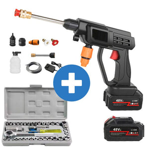 Kit Hidrolavadora Inalámbrica con 2 Baterías + Juego de Herramientas Rachet 40 Piezas – Potencia y Versatilidad en un Solo Pack