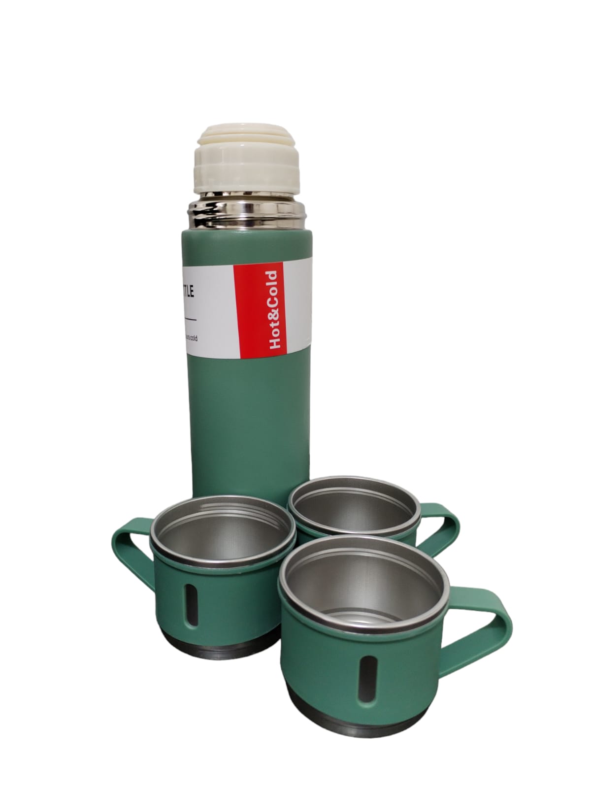 Termo de Acero Inoxidable con 3 Pocillos – Mantiene Bebidas Calientes o Frías por Horas - Mercacity Colombia