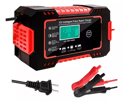 Cargador Inteligente 12V para Carro y Moto – Con Pantalla Digital y Protección Automática|