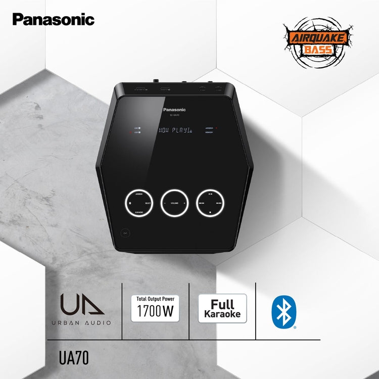 Panasonic SC-UA70 1700 W RMS – Torre "Urban Audio" con Airquake Bass, Karaoke & Party - Mercacity Colombia