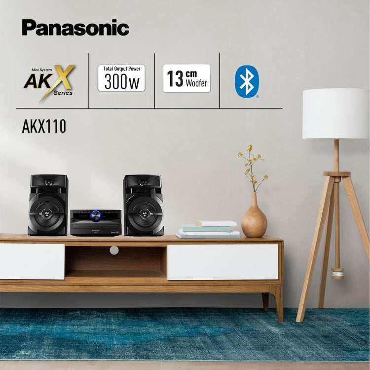 Minicomponente Panasonic SC-AKX110 300 W RMS – Equipo de Sonido Bluetooth, USB & Ecualizador Latino - Mercacity Colombia