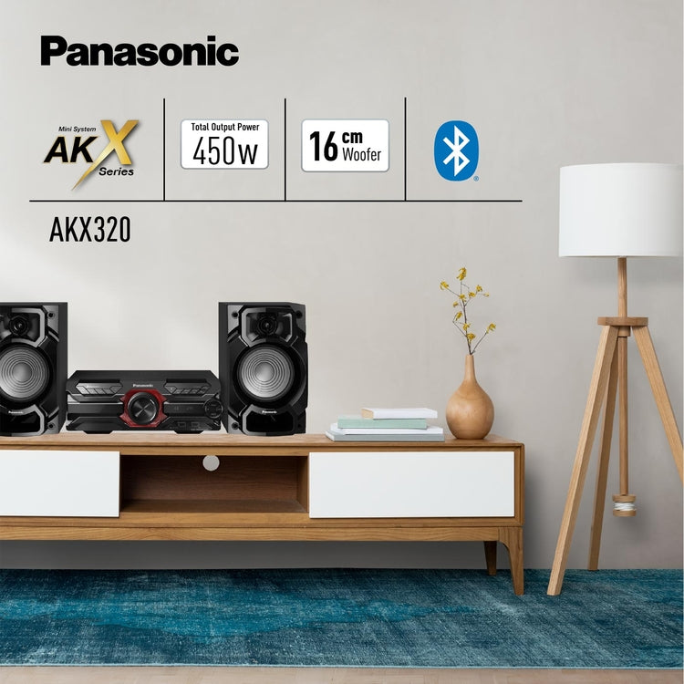 Minicomponente Panasonic SC-AKX320 450 W RMS – Sistema Hi-Power con Bluetooth & DJ Jukebox - Mercacity Colombia