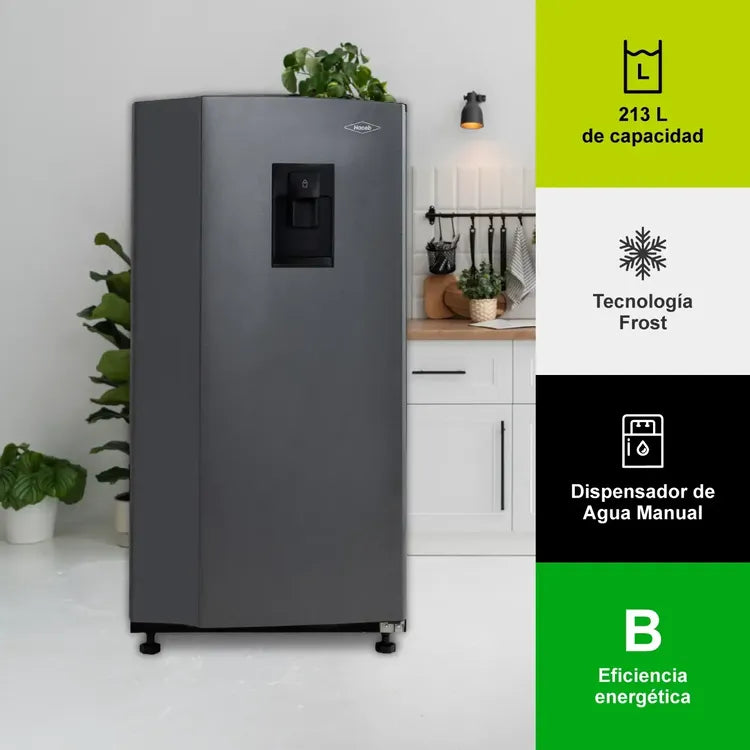 Nevera Haceb Frost 213 L Titanio con Dispensador de Agua – Tecnología y Ahorro - Mercacity Colombia