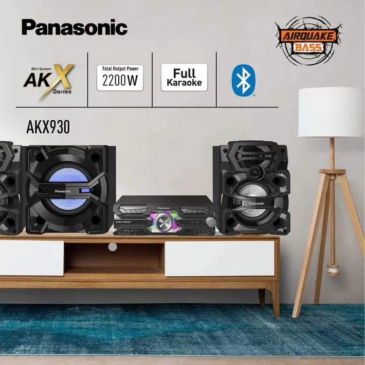 Panasonic SC-AKX930 2200 W RMS – Sistema de Sonido Profesional con Super Woofer & Karaoke - Mercacity Colombia