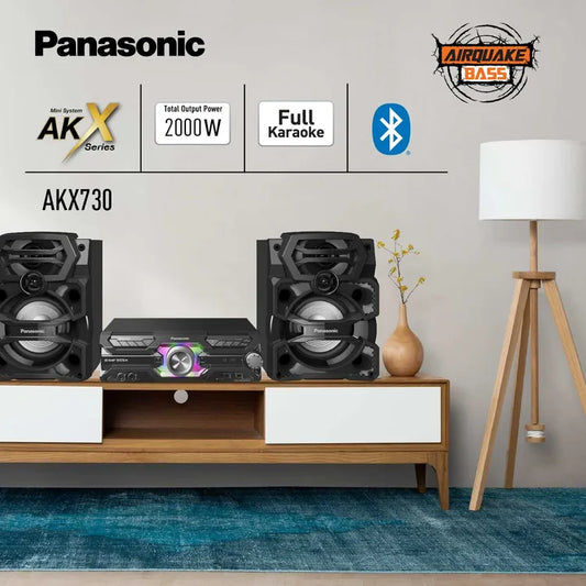 Minicomponente Panasonic SC-AKX730 2000 W RMS – Potencia Profesional con Karaoke y DJ Jukebox - Mercacity Colombia