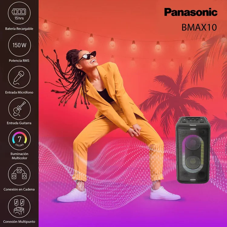 Parlante Portátil Panasonic SC-BMAX10 150 W – Party Speaker con Batería 15 h y Luces LED - Mercacity Colombia