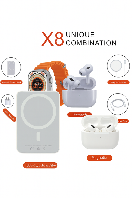 ⌚ Combo Inteligente X8 – Smartwatch Ultra + Power Bank + Accesorios - Mercacity Colombia