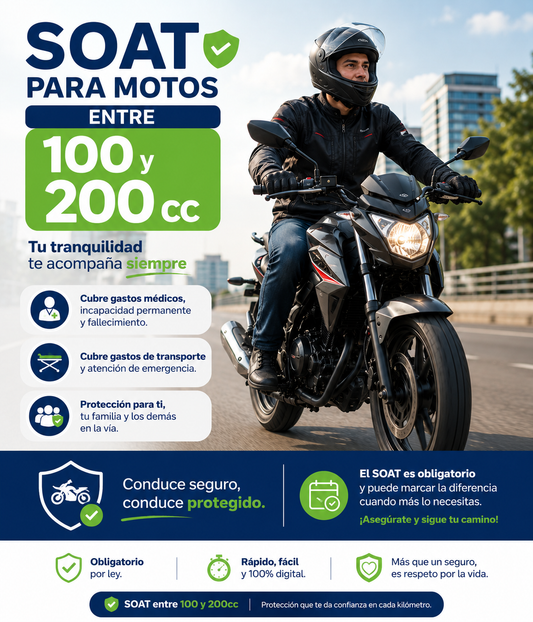 SOAT para motos de 100cc a 200cc - Mercacity Colombia