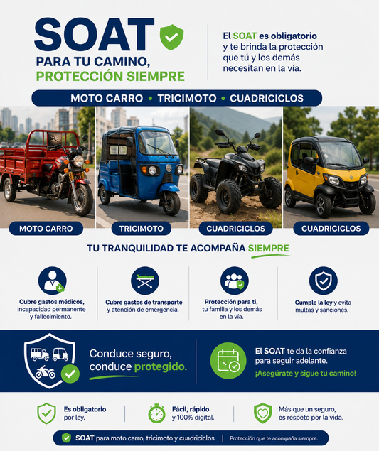 SOAT PARA MOTO CARRO, TRICIMOTO Y CUADRICICLOS - Mercacity Colombia