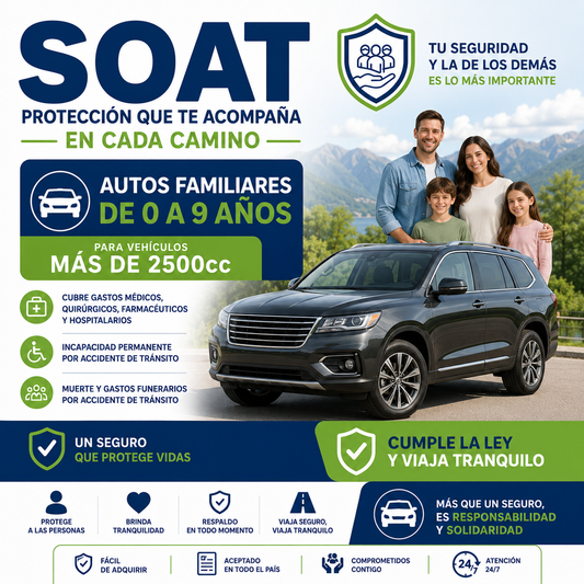 SOAT Autos familiares mas de 2500cc de 0 a 9 años - Mercacity Colombia