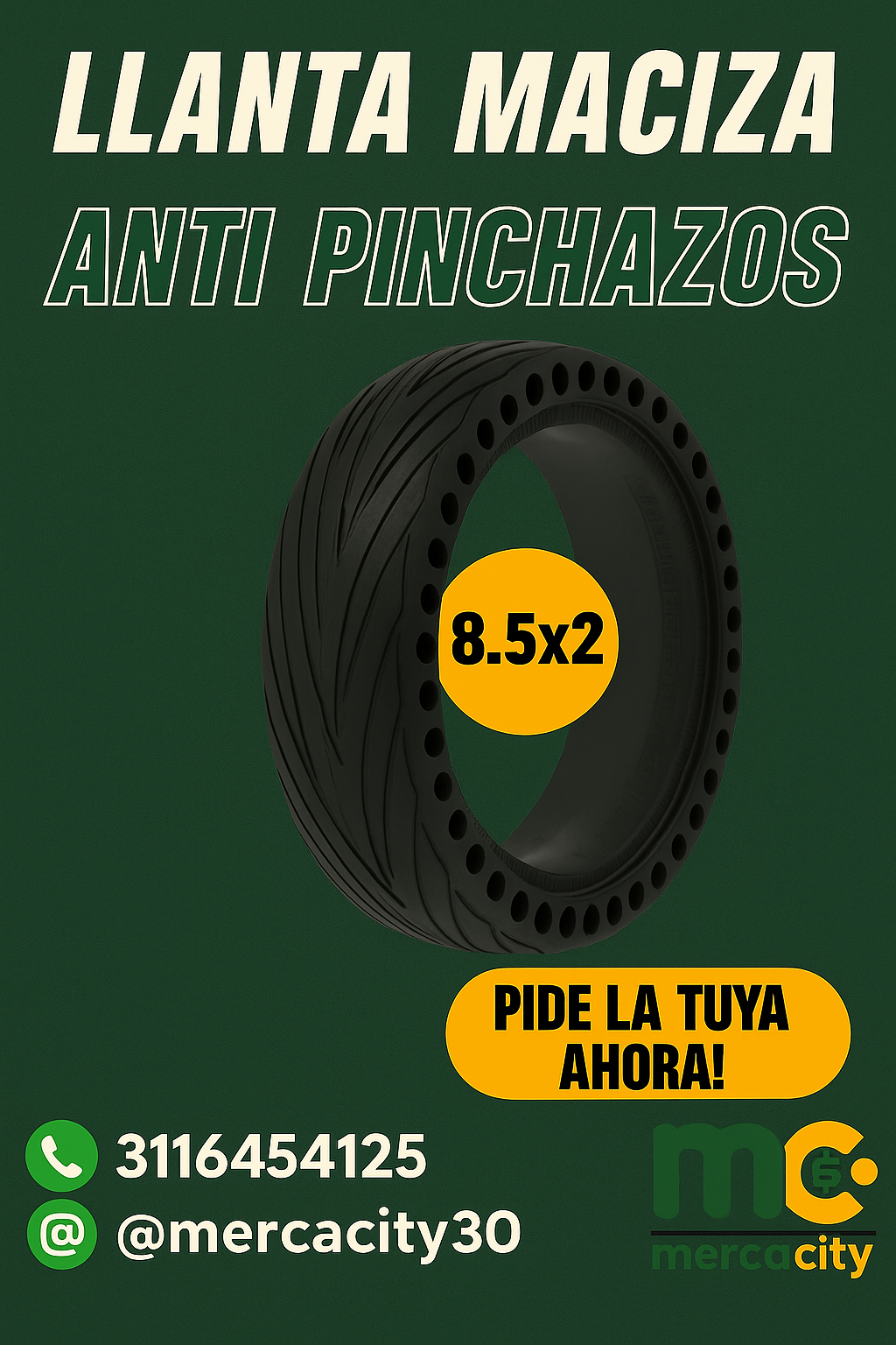 Llanta maciza antipinchazos 8.5X2 - Mercacity Colombia