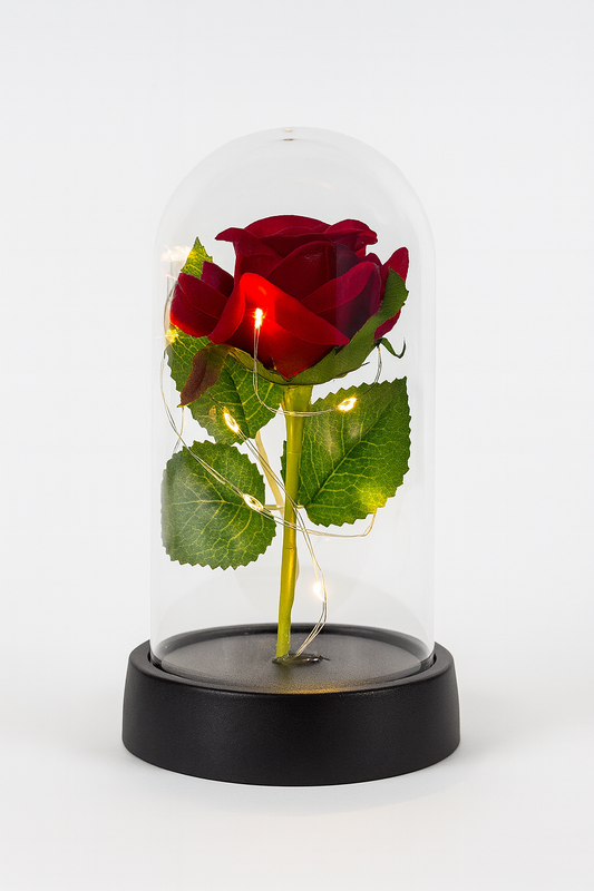 🌹 Rosa con Luces LED en Campana de Vidrio – Un regalo romántico y elegante - Mercacity Colombia