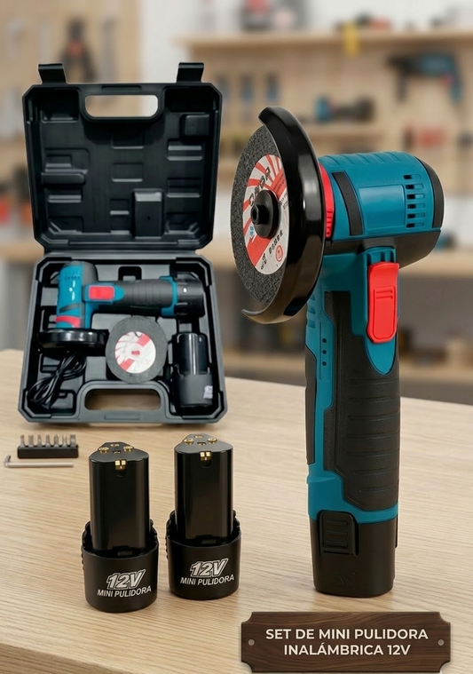 🔧 Mini Pulidora Angular Inalámbrica 12V con Doble Batería - Mercacity Colombia