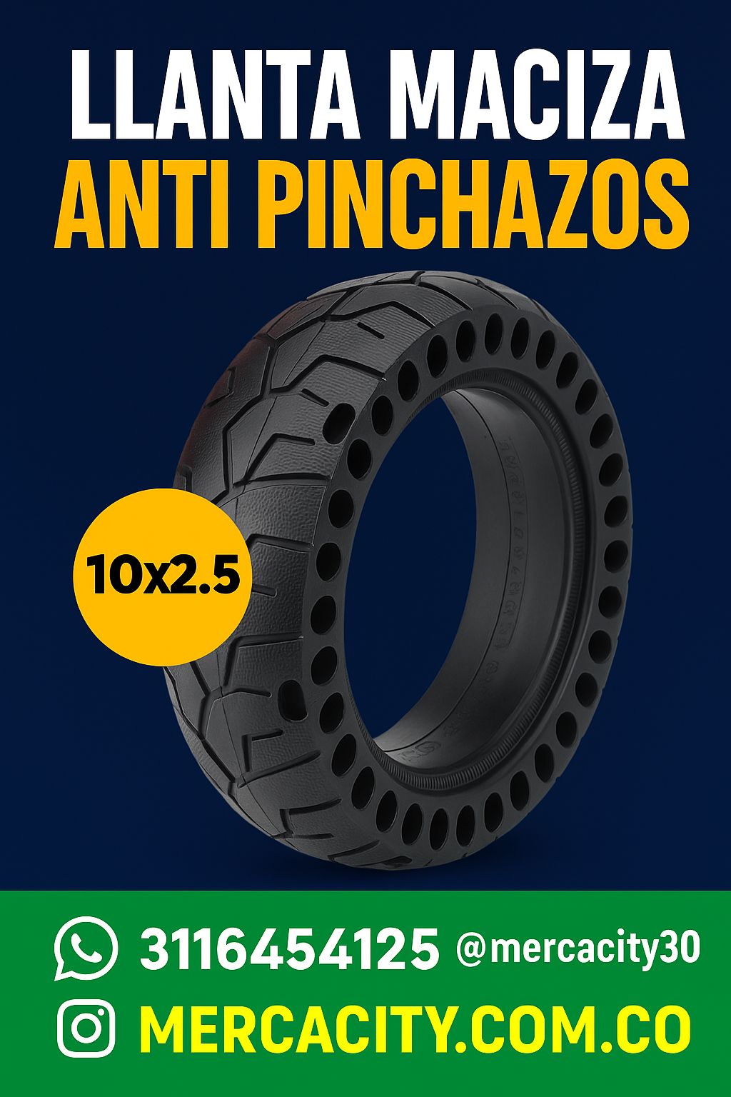 Llanta maciza antipinchazos 10x2.5 - Mercacity Colombia