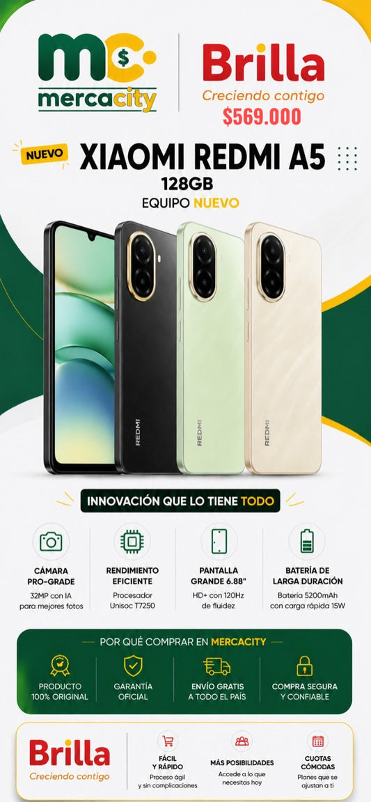 Xiaomi Redmi A5 128GB | Rendimiento Inteligente y Gran Batería al Mejor Precio - Mercacity Colombia