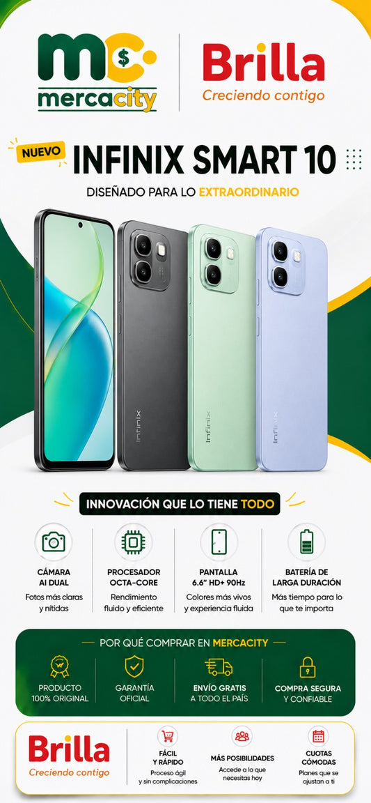 Infinix Smart 10 | Rendimiento Inteligente y Diseño Moderno - Mercacity Colombia