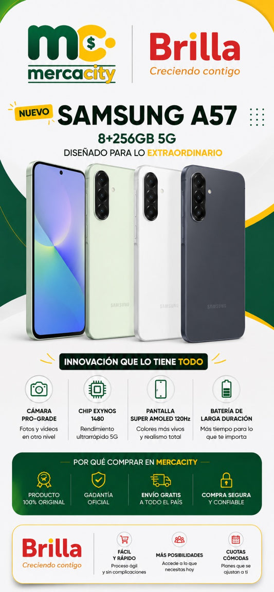 Samsung A57 5G 256GB | Rendimiento Premium y Experiencia Ultra Fluida - Mercacity Colombia