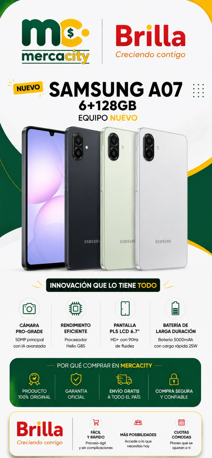 Samsung A07 128GB | Rendimiento Inteligente y Batería de Larga Duración - Mercacity Colombia
