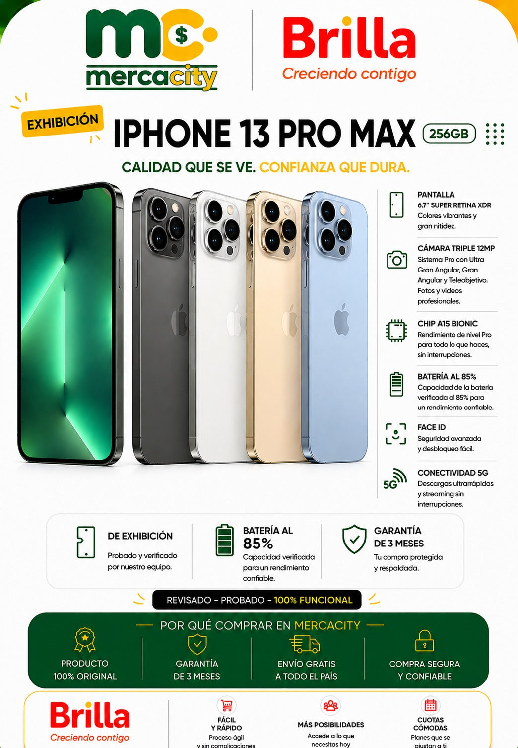 iPhone 13 Pro Max 256GB | Potencia Pro, Pantalla Gigante y Rendimiento Premium - Mercacity Colombia