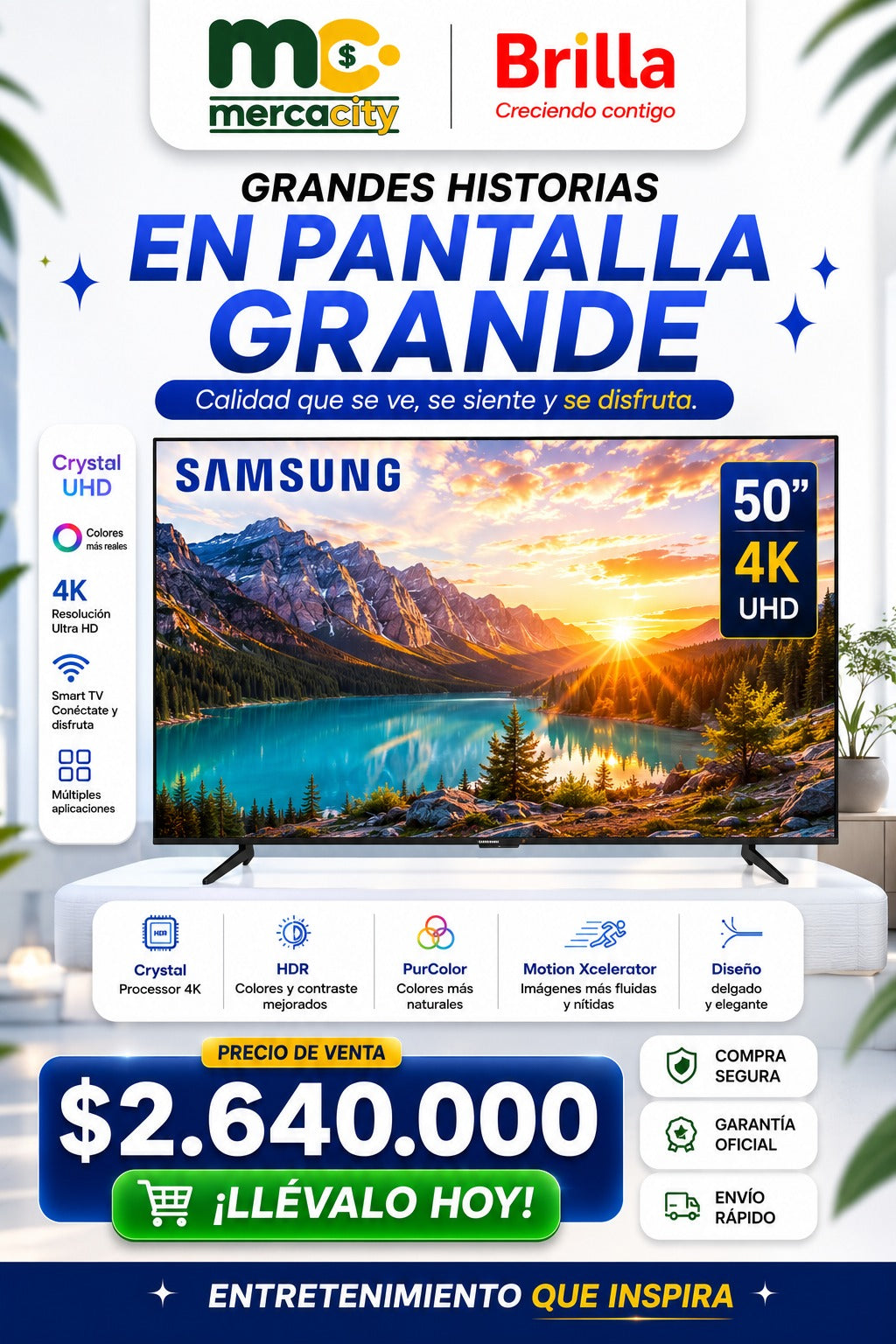 TELEVISOR SAMSUNG 50" PULGADAS 4K UHD - Mercacity Colombia