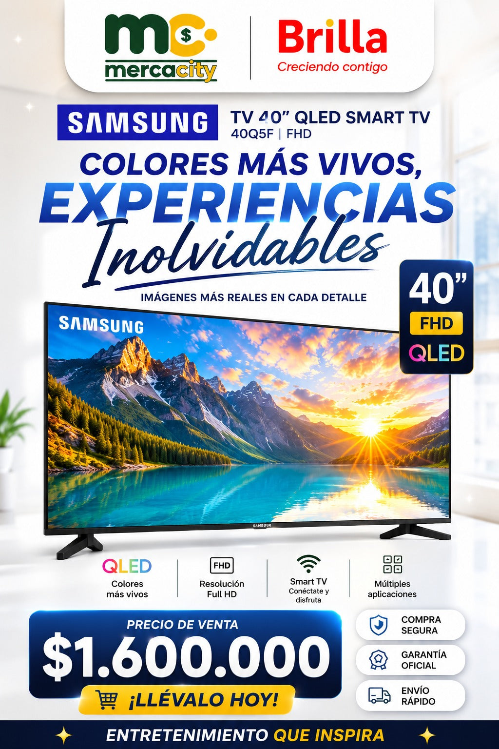 TELEVISOR SAMSUNG 40" PULGADAS QLED SMART TV - Mercacity Colombia