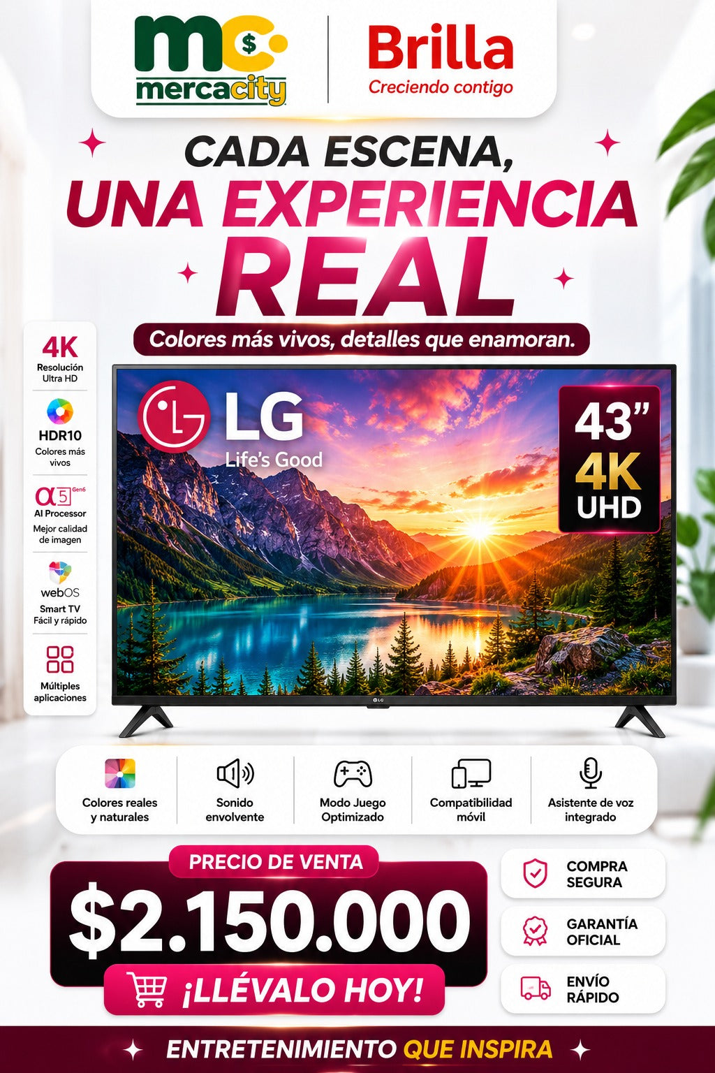 TELEVISOR LG 43" PULGADAS 4K UHD - Mercacity Colombia