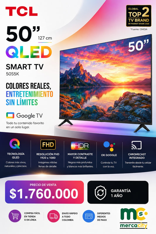 TELEVISOR TCL 50" PULGADAS QLED SMART TV - Mercacity Colombia