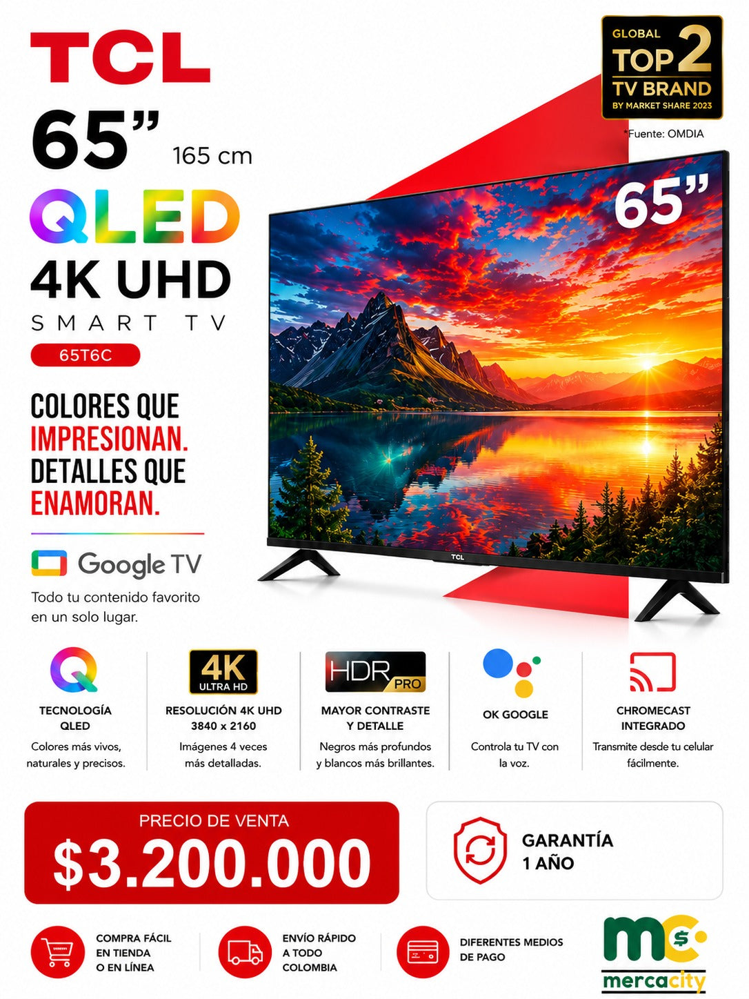 TELEVISOR TCL 65" QLED 4K UHD SMART TV - Mercacity Colombia