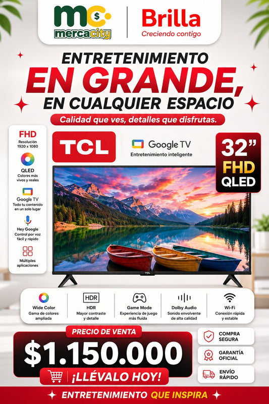TELEVISOR TCL 32" PULGADAS FHD QLED - Mercacity Colombia
