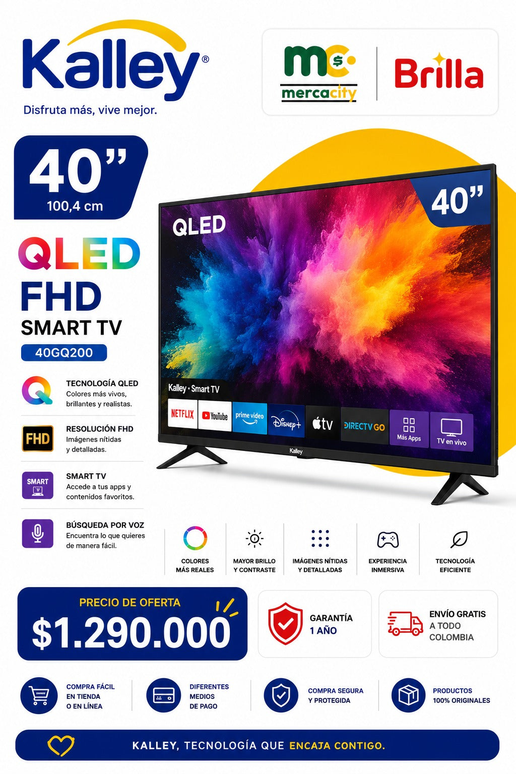 TELEVISOR 40" PULGADAS QLED FHD SMART TV - Mercacity Colombia