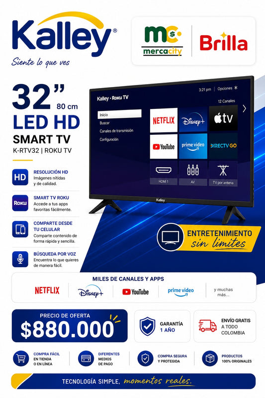 TELEVISOR KALLEY 32" PULGADAS LED HD SMART TV - Mercacity Colombia
