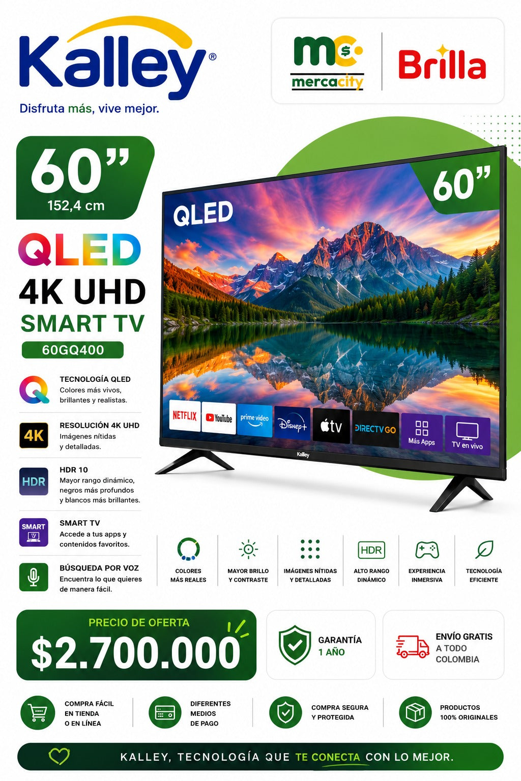 TELEVISOR 60" PULGADAS QLED 4K UHD SMART TV - Mercacity Colombia