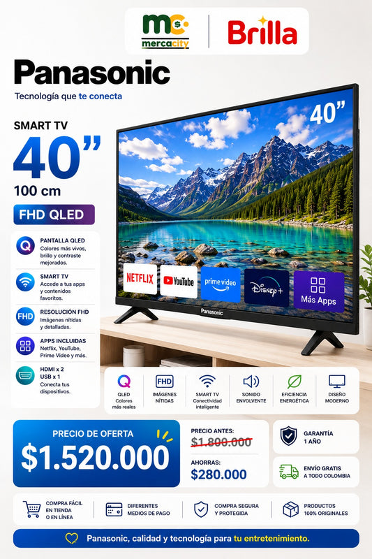 TELEVISOR PANASONIC 40" PULGADAS FHD QLED SMART TV - Mercacity Colombia