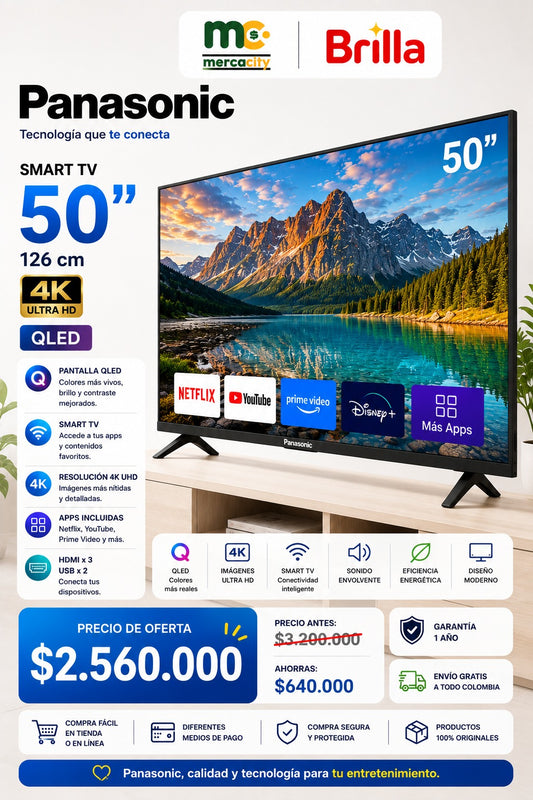 TELEVISOR PANASONIC 50" PULGADAS 4K QLED - Mercacity Colombia