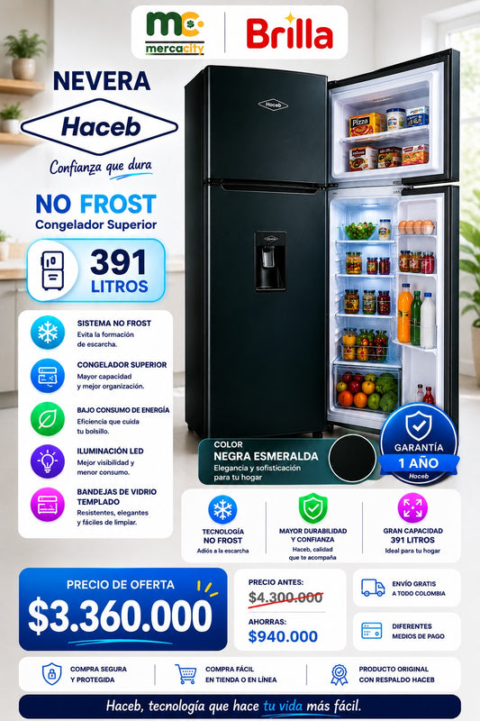 NEVERA HACEB NO FROST 391 LITROS - Mercacity Colombia