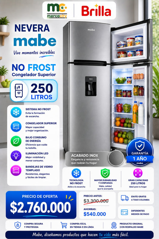 NEVERA MABE NO FROST 250 LITROS - Mercacity Colombia