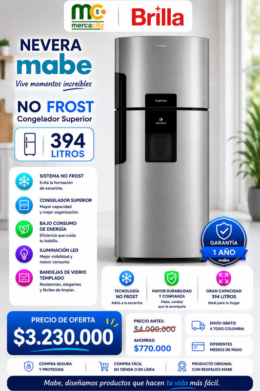 NEVERA MABE NO FROST 394 LITROS - Mercacity Colombia