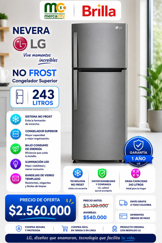 NEVERA LG NO FROST 243 LITROS - Mercacity Colombia