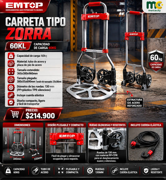 CARRETA TIPO ZORRA EMPTO 60KG - Mercacity Colombia