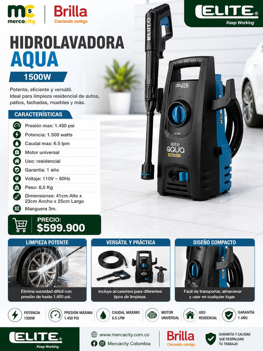 HIDROLAVADORA AQUA 1500W - Mercacity Colombia
