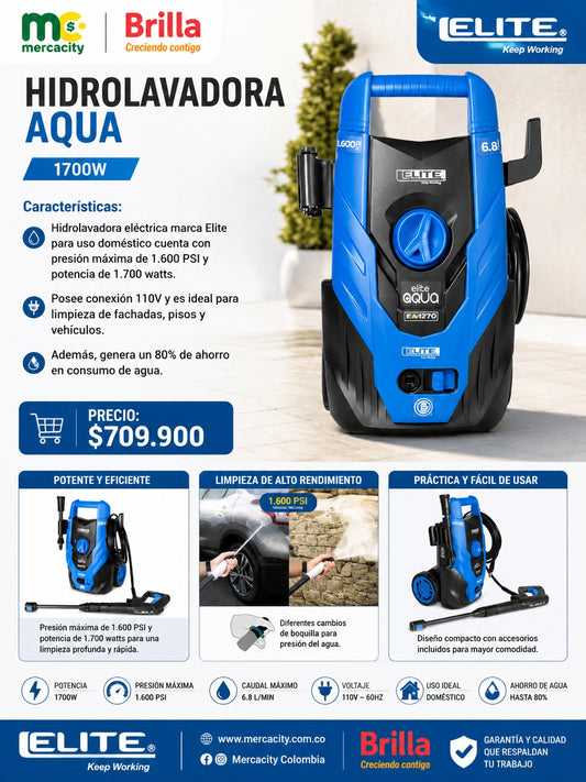 HIDROLAVADORA AQUA 1700W - Mercacity Colombia