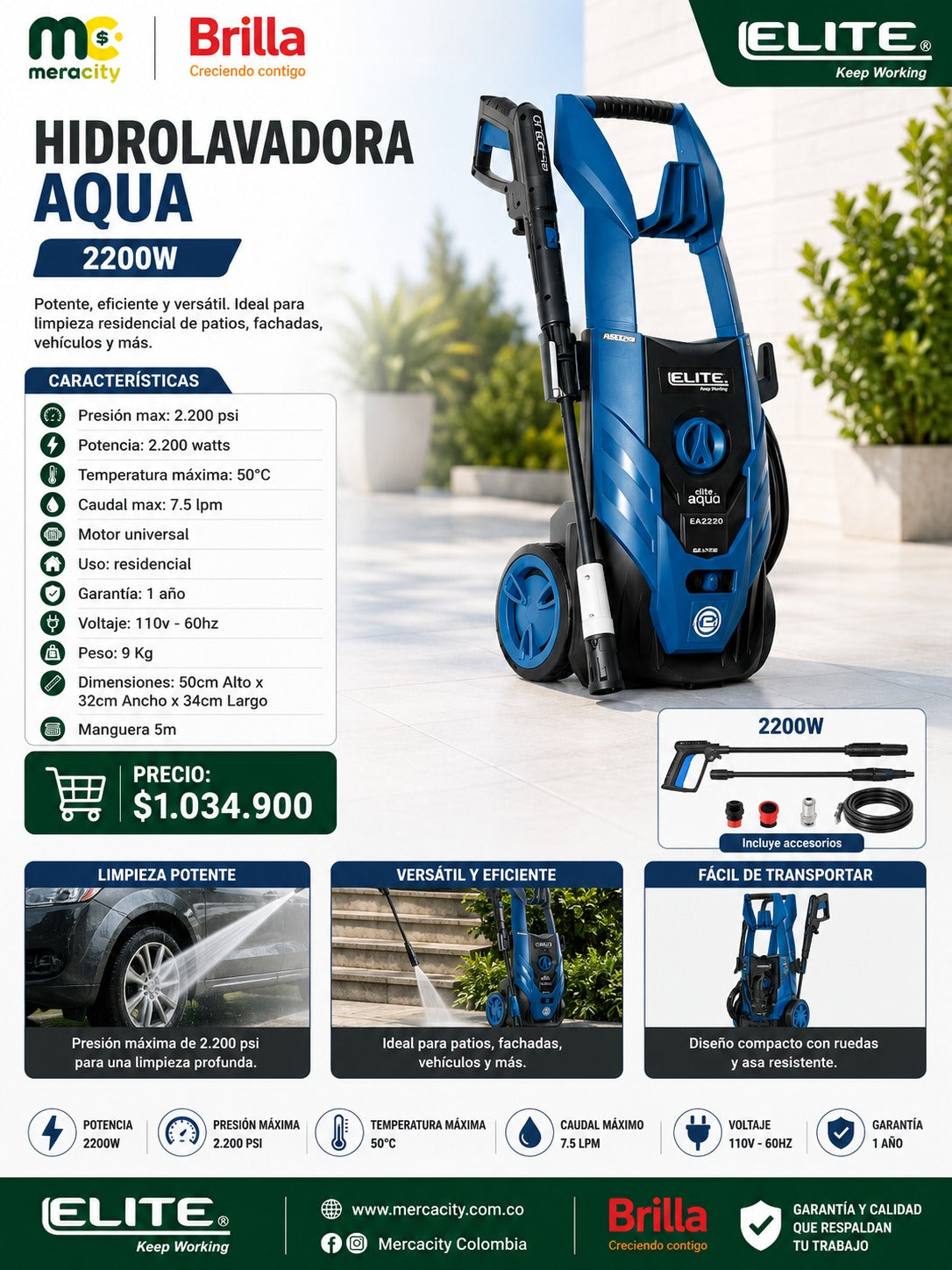 HIDROLAVADORA AQUA 2200W - Mercacity Colombia