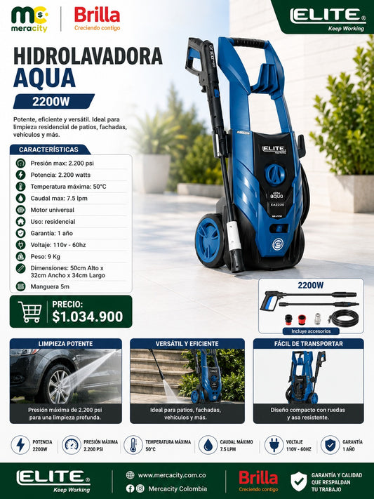 HIDROLAVADORA AQUA 2200W - Mercacity Colombia
